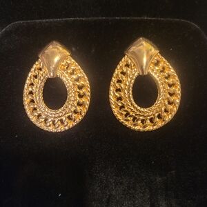 Avon Vintage Elegant Gold-Tone Chain Link Earrings
